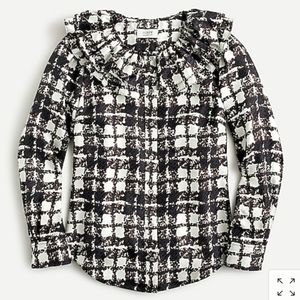 J. Crew Silk Twill Ruffle-Collar Top
